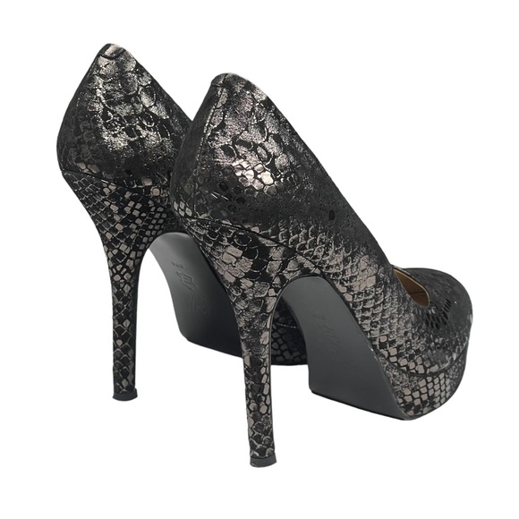 Joan & David ☀︎︎ Metallic Animal Print Platform Pumps Heels ☀︎︎ Black ☀︎︎ 8.5M - Picture 4 of 16